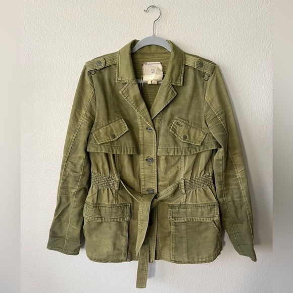 Heihei Jackets & Blazers - HEI HEI Anthropologie Ruffleback Military Green Jacket Women’s Size M